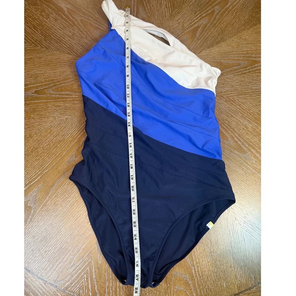 Summersalt The Sidestroke One Piece Swimsuit Blue Navy White Size 10